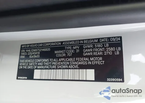 2025 Volvo V60 Cross Country Plus, B5 Awd Gas (Mild Hybrid) from USA, damaged, VIN YV4L12WK7S2146835